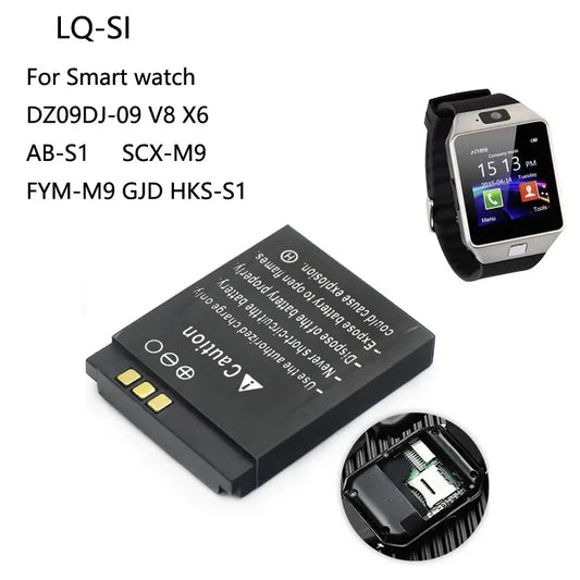 LQS1 3.7V 380mAh Smart Watch Battery DZ09 Batteries for DJ-09 V8 X6 AB-S1 SCX-M9 FYM-M9 GJD HKS-S1 LQ-S1 Bateria